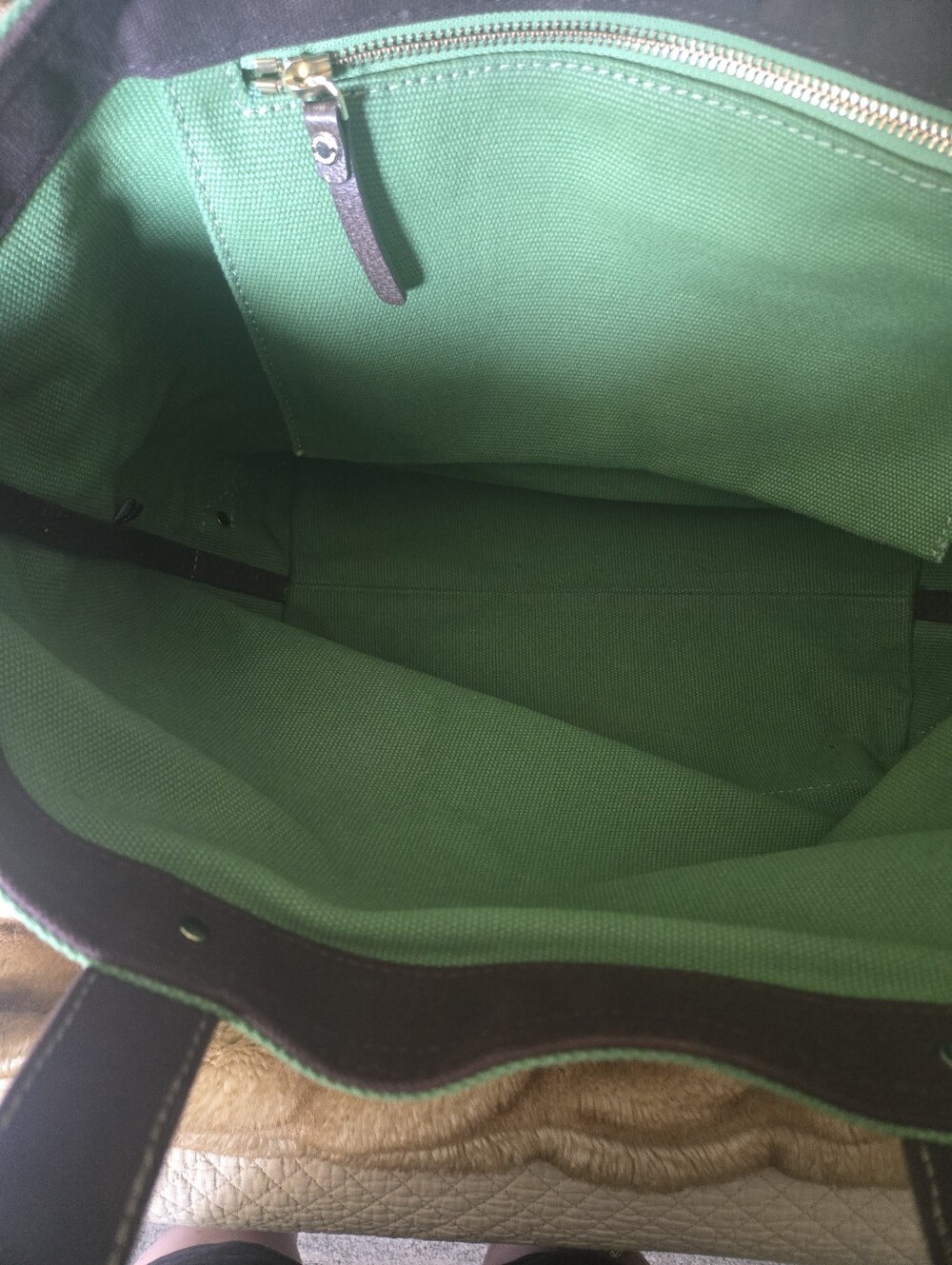 Kate Spade Green Canvas Tote Bag with Contrast Handles - Picture 4 of 6